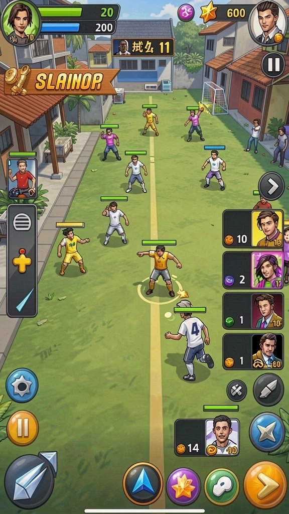 Screenshot karakter utama yang menonjol dan kuat.