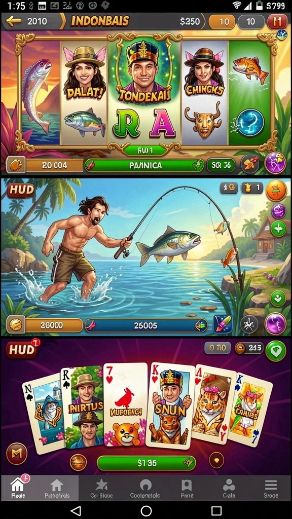 Berbagai permainan judi online yang tersedia dalam satu aplikasi.